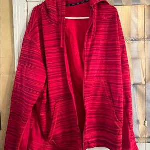 Red Striped Nike Zip Up Sweater. Thermafit